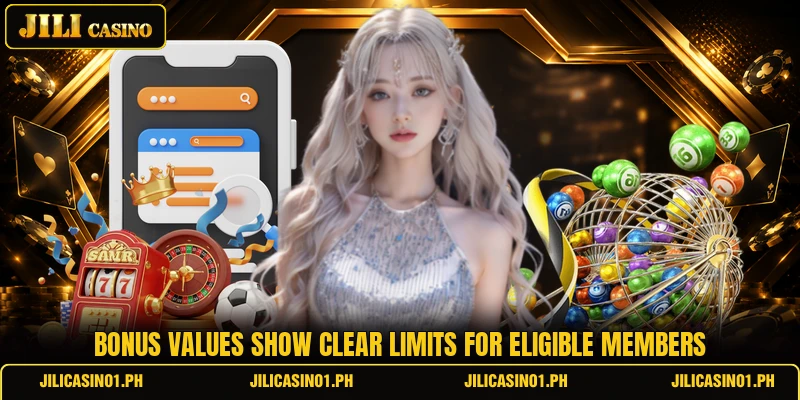 Bonus values show clear limits for eligible members Bonus values show clear limits for eligible members