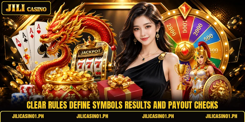Clear rules define symbols results and payout checks