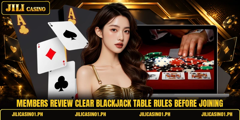 Members review clear blackjack table rules before joining